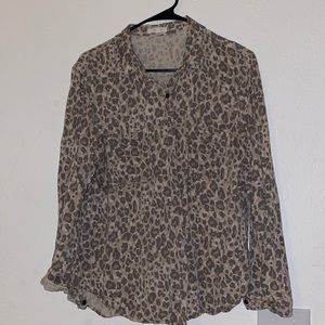 Leopard print, light weight button up blouse
